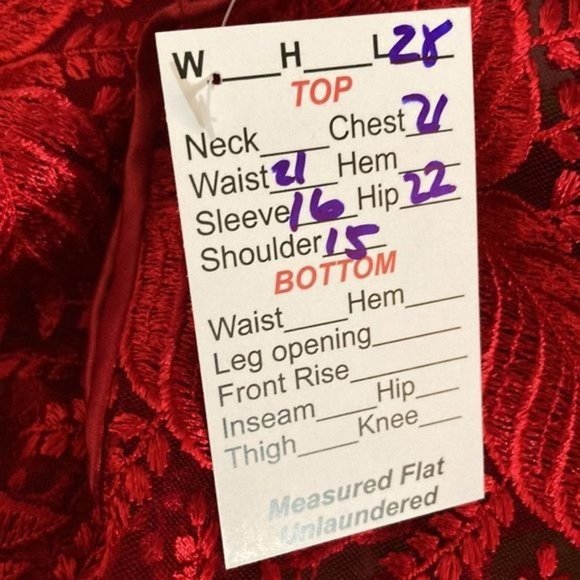 TAILOR Made Red Crochet Lace Top Stunning See Thru Blouse Long Sleeves Size M - Picture 4 of 4